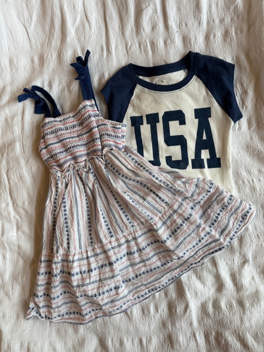 Target Girls' Navy, Cream & Red Striped Sundress with Navy Tie Straps